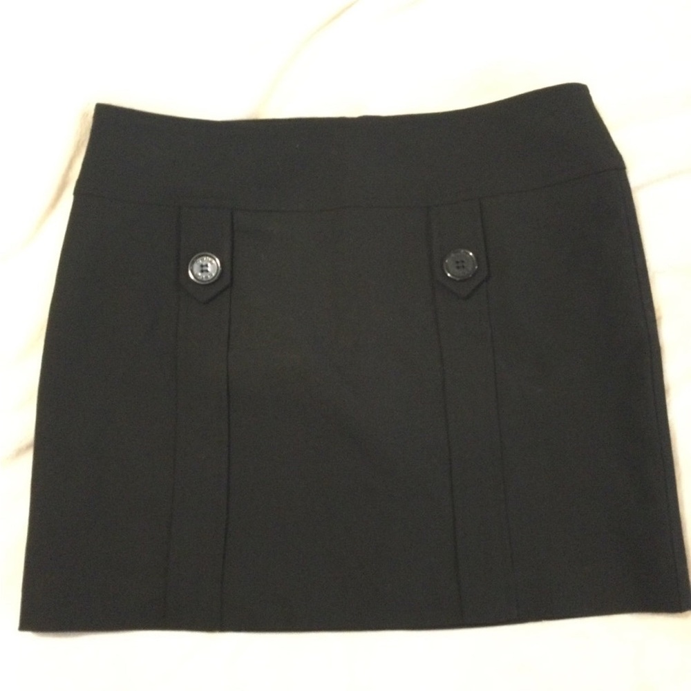 Bebe Black Mini Skirt with Button Accents